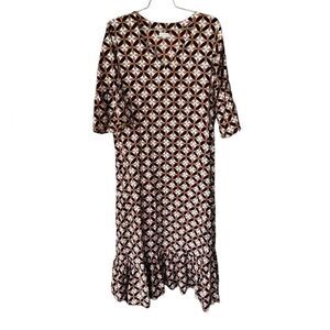 Livro Ruffle Hem Dress, Mocha Geo M